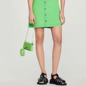 Sandro Vert Pomme Mini Purse Green Chain Strap Women's Bag